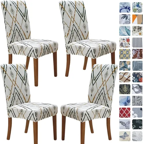 Vista 25 de SPRINGRICO Juego de 4 fundas para sillas de comedor, fundas elásticas para sillas de comedor, de elastano lavables, fundas para sillas Parsons