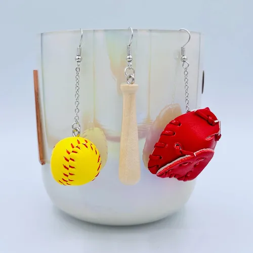 Vista 6 de Pendientes de sóftbol para mujer, joyería de sóftbol para mamás, regalos de sóftbol para niñas, regalos de equipo de sóftbol, joyería de softbol
