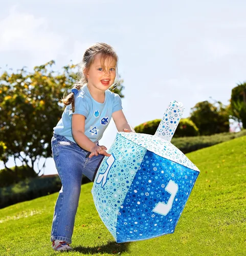 Vista 2 de The Dreidel Company Hanukkah Dreidel inflable, decoraciones de fiesta y eventos de Januka, 24 pulgadas de alto (paquete de 2)