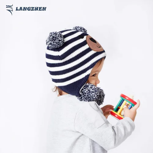 Vista 4 de LANGZHEN Gorro de invierno para niños pequeños gorro cálido con forro polar para bebés y niñas