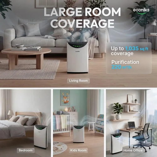 Vista 7 de Humidificador 4 en 1 y purificador de aire en una habitación grande, purificador de aire HEPA Combo con luz UV, limpiador de habitación grande