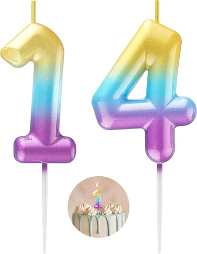 Vista 141 de Vela Azul Número 15 de Cumpleaños Velas 3D de Número para Pastel de Cumpleaños Decoración de Fiesta de Cumpleaños Suministros para Boda