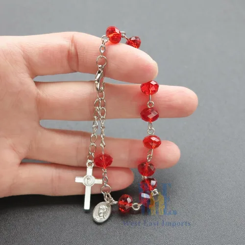 Vista 7 de WE Confirmación Rosario Pulsera Favor (12PCS) Recuerdos de confirmacion brasalete Pulsera roja para invitados, Acrílico, No es una piedra preciosa