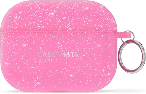 Vista 2 de Case-Mate Funda para AirPods Pro 1/2 con llavero - Gelli Pink Sparkle [compatible con carga inalámbrica] [LED frontal visible] Funda protectora