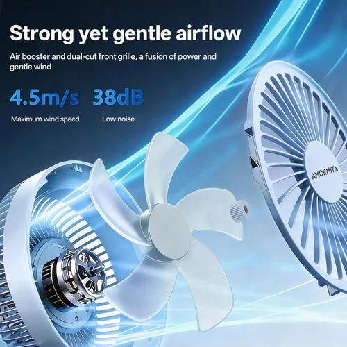 Vista 7 de Ventilador portátil con clip recargable mini para escritorio Golf Azul marino