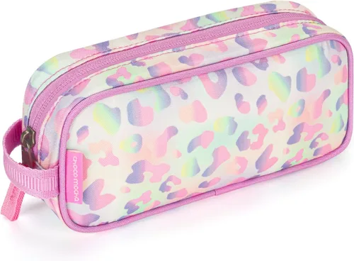 Vista 14 de Estuche para lápices Choco Mocha para niñas, gran estuche de lápices con cremallera suave para niñas con 2 compartimentos, estuche de lápices