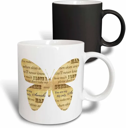 Vista 12 de 3dRose PS Inspirations – You are my sunshine inspiational mariposa – Tazas, Negro/Blanco
