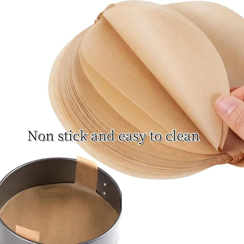 Vista 4 de 150 piezas de papel pergamino redondos precortados círculos para tartas forros antiadherentes para hornear papel circular con pestañas de fácil