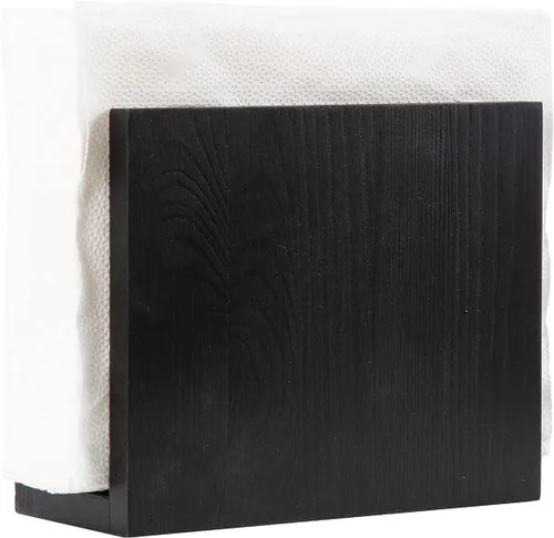 Vista 2 de Servilletero de papel de madera rústica, dispensador de almacenamiento de servilletas para mesas, accesorios de oficina de cocina para restaurantes