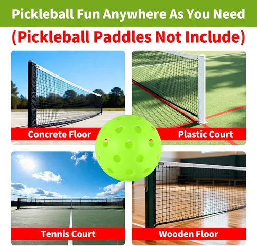 Vista 6 de 4/6/12/20/50/100 bolas de pickleball, bolas de pickleball de 40 agujeros para exteriores, juego de bolas de pepinillo espaciadas de precisión