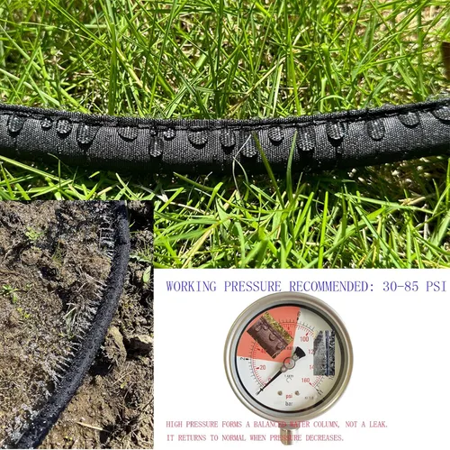 Vista 6 de Hlinker Manguera de remojo plana de 15 pies para camas de jardín, manguera de riego por goteo constante enlazable de 15 pies y 1/2 pulgadas, ahorra