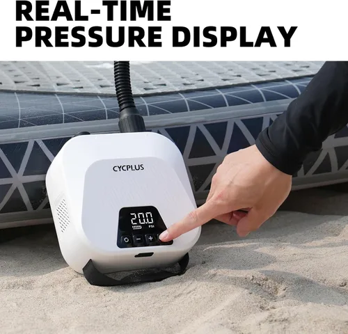 Vista 14 de CYCPLUS Smart SUP Air Pump, 20PSI, 38.48Wh Battery, Inflation & Deflation Compact size, 1.14kg, Auto-Off, 7 Nozzles, Air Pump for Stand Up Paddle