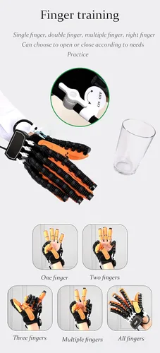 Vista 9 de Guantes de robot de rehabilitación 2024, equipo de recuperación de trazo de mano, dispositivo eléctrico de entrenamiento de mano con dedos,