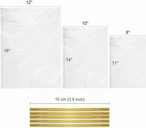 Vista 2 de Zcintert Bolsas Transparentes de Celofán para Golosinas 100 Piezas - 11.8" x 15.8" (2mils), Bolsas de Regalo de Plástico para Dulces, Recuerdos