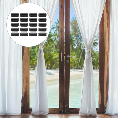 Vista 2 de EXCEART Cortinas negras, 25 piezas de conectores de cadena con cuentas de plástico negro, clips de conectores de cable de cadena ciega