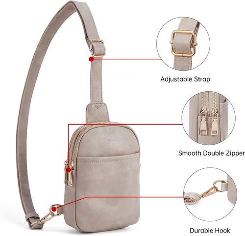 Vista 5 de CORALDAISY Fanny Pack Crossbody Bags for Women Fanny Packs for Women Sling Bag Belt Bag for Women cross body bag purses for women Vegan Leather