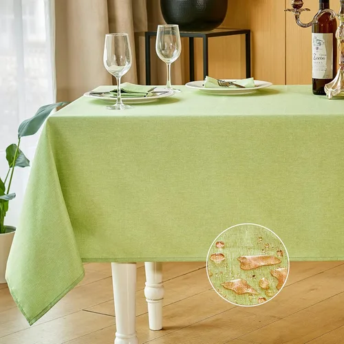 Vista 7 de Mebakuk Mantel Rectangular de Lino Estilo Granja, Impermeable, Anti-encogimiento, Suave y Resistente a las Arrugas, Cubierta de Mesa Decorativa