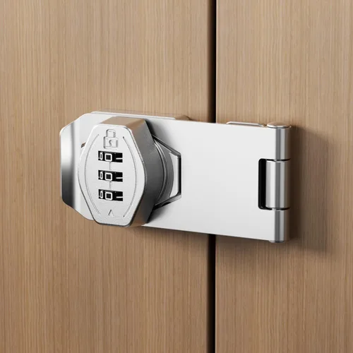 Vista 9 de ETEKJOY Cerradura de gabinete sin llave de 3 dígitos con código de contraseña combinación con hasp, pestillo de cierre giratorio, cajón de madera