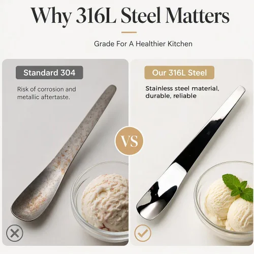 Vista 7 de Stainless Steel Dessert Spoon with Long Ergonomic Handle, Ice Cream Spoon 3PCS