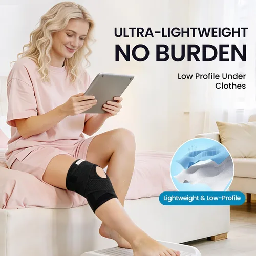 Vista 7 de Galvaran Rodillera con estabilizadores laterales para dolor de rodilla por desgarro meniscal, ACL, MCL, artritis, recuperación de lesiones, soporte