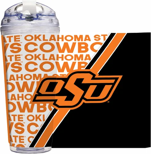 Vista 68 de Rico Industries Taza acrílica NCAA estándar de 24 onzas con tapa con bisagra, taza de doble pared oficialmente licenciada con pajita