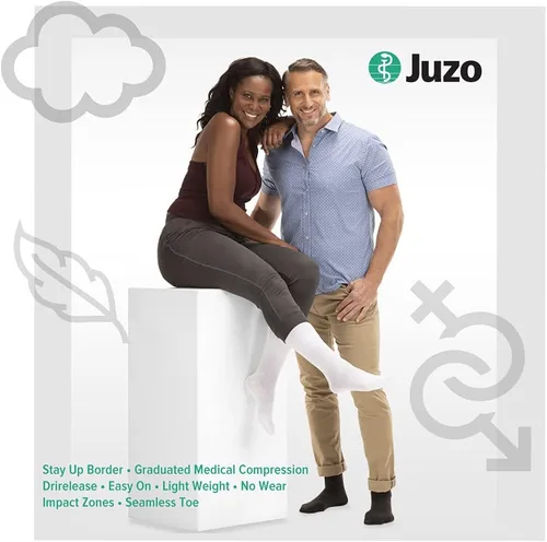 Vista 6 de Juzo Power Lite - Calcetines de compresión para hombres y mujeres, 15-20 mmHg, hasta la rodilla, para estilos de vida activos, color negro, talla XL