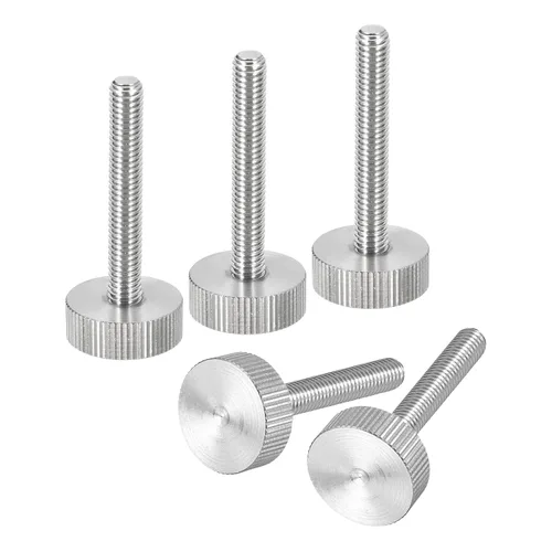 Vista 27 de uxcell M3x6mm Tornillos de pulgar moleteados, 5 piezas de acero inoxidable 304, cabeza plana moleteada, tornillos de pulgar roscados completamente