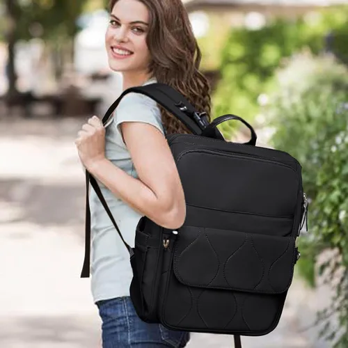Vista 9 de miss fong Mochila para Pañales - Bolsa de Pañales para Bebé Mochila de Viaje para Pañales con Almohadilla Cambiadora de Pañales Mochila para Bebé