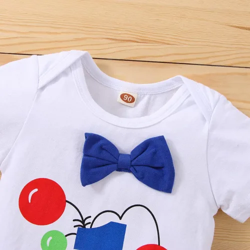 Vista 28 de IDOPIP Traje formal para bebé niño para el primer cumpleaños de Cake Smash con corbatín y tirantes y pantalones cortos para sesión de fotos