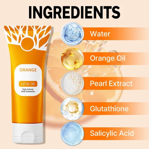 Vista 4 de 2 unidades de gel exfoliante naranja para cara y cuerpo, exfoliante de gel limpiador 2026, exfoliante facial de gel pelador de naranja, exfoliante