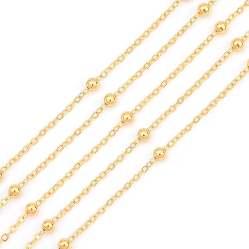 Vista 14 de BEADIA - Cadenas planas bañadas en oro de 18 quilates, 3 mm, 2 metros para la fabricación de joyas
