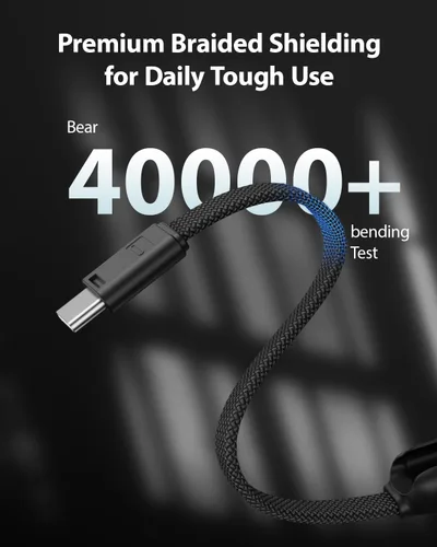 Vista 5 de SOOPII 6-Pack Short USB C to USB C Cable 240W with Built-in Snap Clip