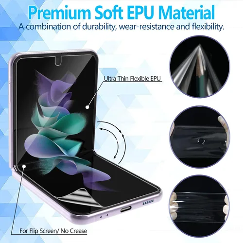 Vista 4 de Paquete de 2 protectores de pantalla para Galaxy Z Flip 4, protector de pantalla de película de hidrogel para Samsung Galaxy Z Flip 4, protector