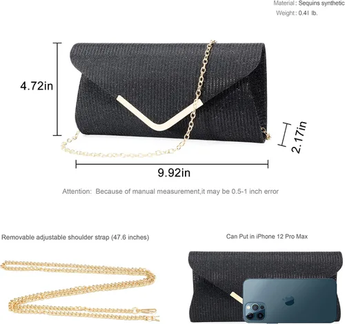 Vista 4 de Bolsos de mano brillantes para mujer bolso de noche para mujer bolso de mano para mujer bolso de mano para fiesta graduación boda