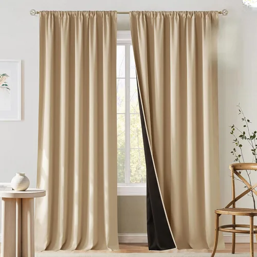 Vista 55 de NICETOWN Biscotti - Cortinas de cocina beige de 36 pulgadas de largo, bolsillo para barra, 100% opacas, casuales y relajantes, tratamientos