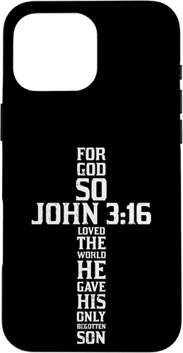Vista 19 de iPhone 16 Cross John 3:16 Verso Biblia Dios Jesús Fe Cristiano Estuche de regalo