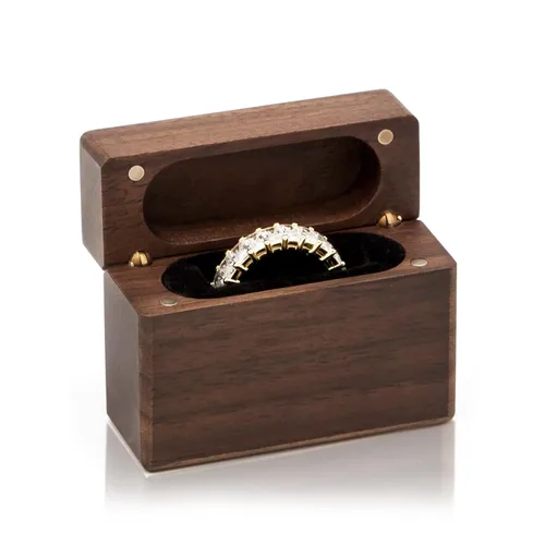 Vista 8 de MUUJEE You Are My Universe Engraved Wooden Ring Box, Slim Engagement Proposal Ring Holder, Wedding Ceremony Ring Bearer Box, Fiance Gift Ideas