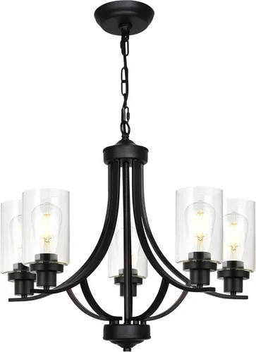 Vista 8 de MELUCEE - Candelabro de granja de 5 luces, bronce aceitado con cristal transparente