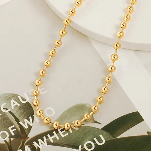 Vista 7 de Aobei Pearl - Gargantilla de oro de 18 quilates con cadena de clip, cadena de bolas y dijes perlas barrocas biwa para mujeres Cadena de estación