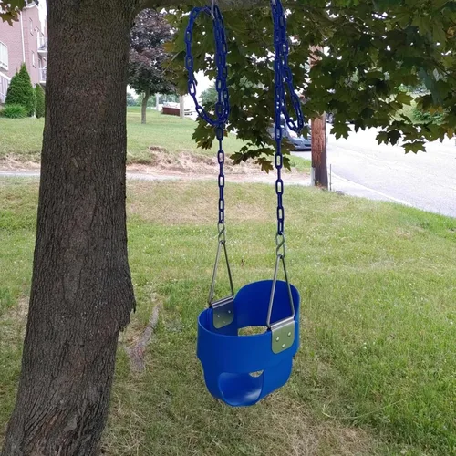 Vista 3 de KINSPORY Columpio para niños pequeños, cadenas de hierro resistente recubiertas de 59", columpio para bebé al aire libre, asiento tipo cubeta