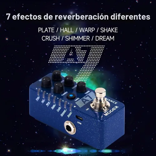 Vista 2 de MOOER A7 - Pedal de efectos para guitarra con reverberación versátil con 7 efectos de reverberación diferentes y función de guardado
