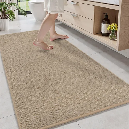 Vista 13 de AMOAMI Tapete de baño fino, súper absorbente, antideslizante, parte trasera de goma, tapetes de baño para baño, secado rápido, superficie