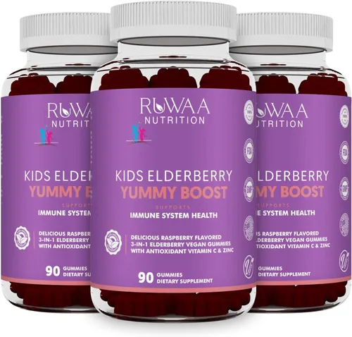 Vista 10 de RUWAA NUTRITION Vitaminas, gomitas de saúco, suplementos de zinc y vitamina C: vitaminas de apoyo inmunológico, hueso, cerebro, pulmón, piel