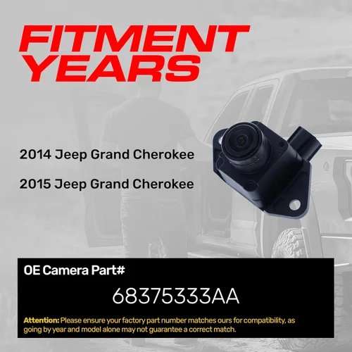 Vista 2 de Master Tailgaters Repuesto para Jeep Grand Cherokee (2014-2015) Cámara de respaldo OE Parte # 68375333AA