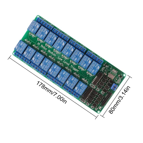 Vista 6 de ACEIRMC 5 V 16 canales Módulo de placa de interfaz de relé con optoacoplado LED LM2576 de alimentación para Arduino Kit de bricolaje PiC ARM AVR