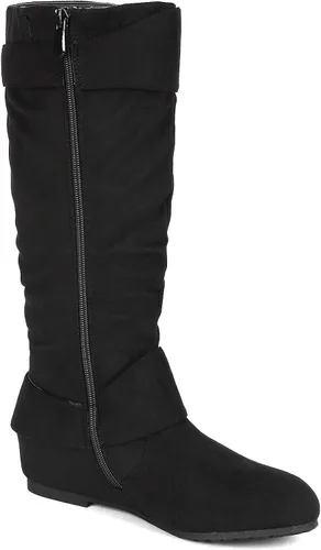Vista 4 de DREAM PAIRS Women's Wide Calf Knee High Boots, Fur-lined Low Hidden Wedge Boots