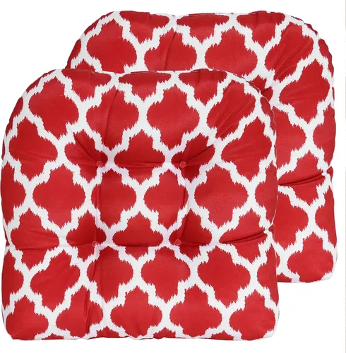 Vista 29 de Sweet Home Collection - Cojines para silla de patio y exterior, almohadillas prémium con relleno grueso y cómodo de fibra, mechones, 19 x 19 Negro
