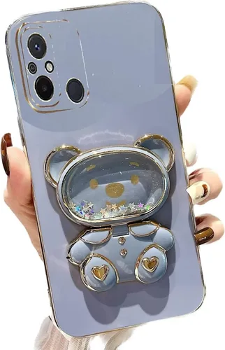 Vista 63 de Miagon Bear - Funda con soporte para espejo para Xiaomi Redmi A1, Quicksand Glitter Electroplated Soft TPU Protector Slim a prueba de golpes