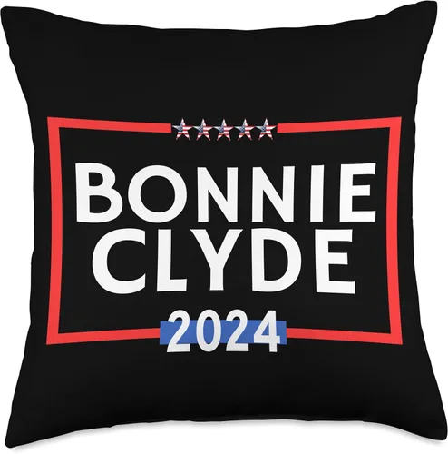 Vista 4 de Bonnie Clyde 2024 is Funny Classic TV is Political Election Throw Pillow
