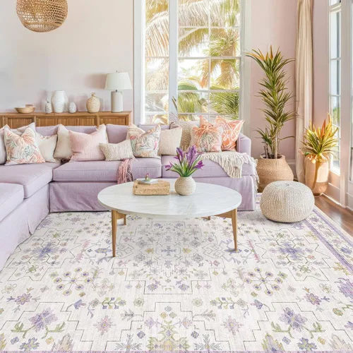 Vista 251 de Hazo Haus – Alfombra pequeña para entrada, cocina o baño, antideslizante con base de goma, resistente a las manchas y a la decoloración, diseño